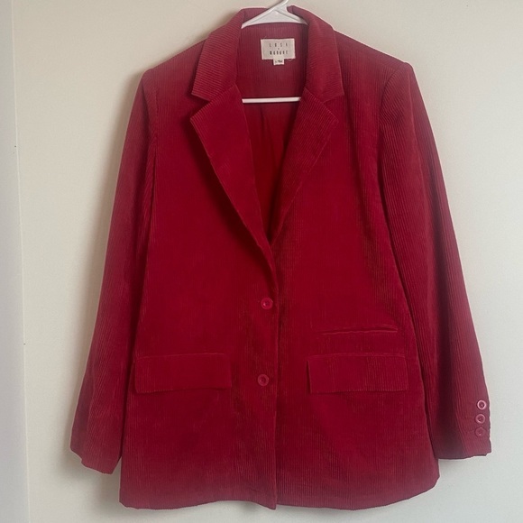 Lost + Wander Corduroy Blazer Red Jacket Small Christmas Holiday Casual - Picture 4 of 12